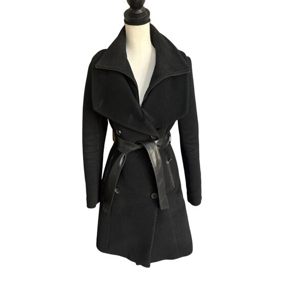 Mackage Wool Cashmere Coat Black Belted Double Breasted Jacket Size S $1195 - Picture 2 of 13